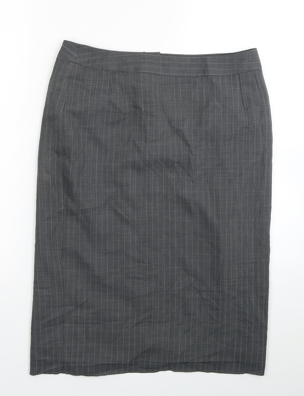 George Womens Grey Striped Polyester Straight & Pencil Skirt Size 12 Zip