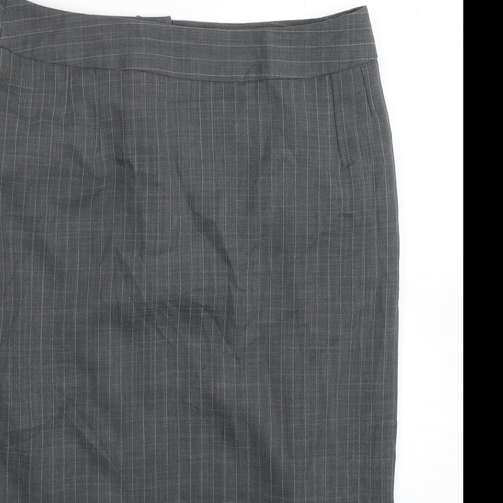 George Womens Grey Striped Polyester Straight & Pencil Skirt Size 12 Zip