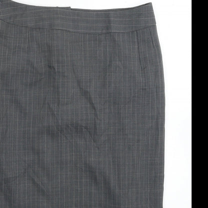 George Womens Grey Striped Polyester Straight & Pencil Skirt Size 12 Zip