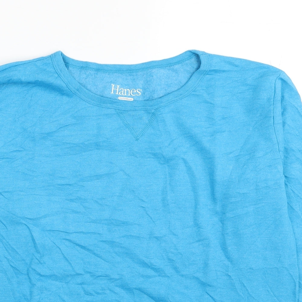 Hanes Womens Blue Cotton Pullover Sweatshirt Size M Pullover