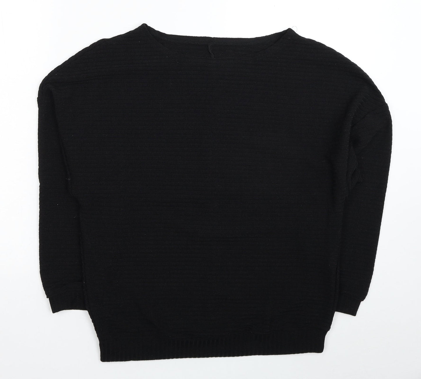 Preworn Womens Black Boat Neck Polyester Pullover Jumper Size S