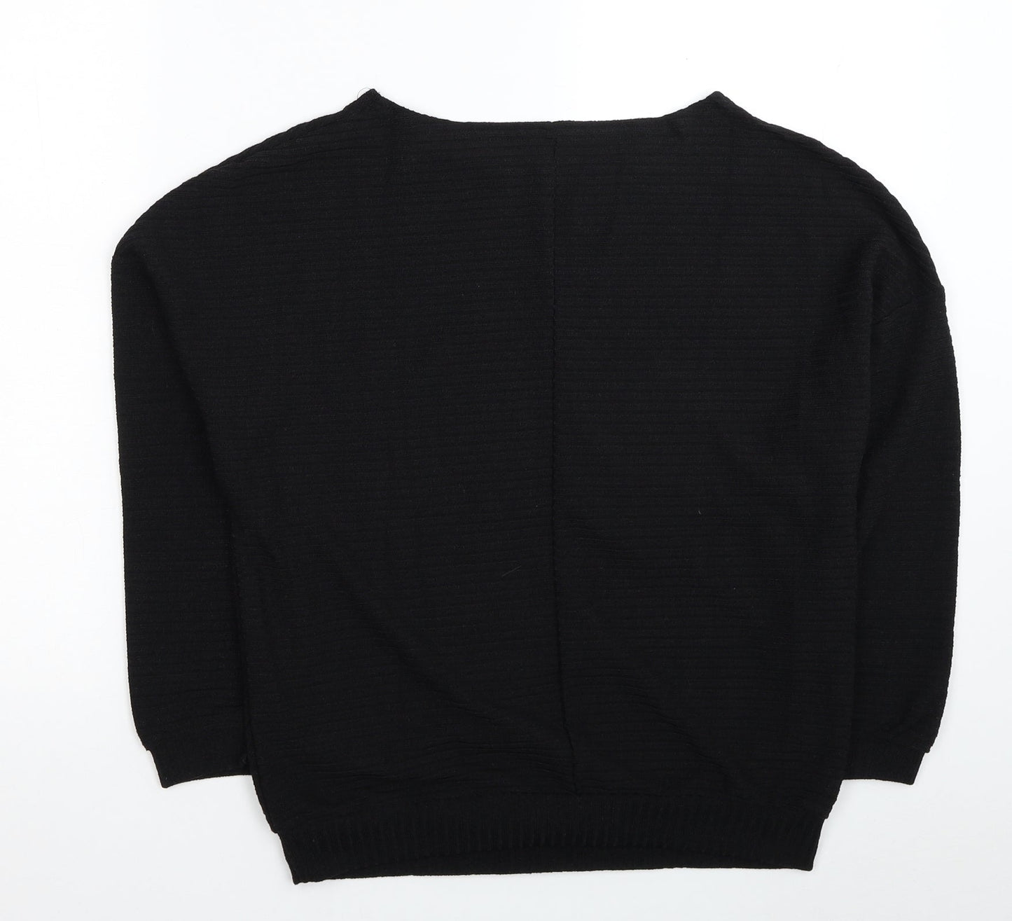 Preworn Womens Black Boat Neck Polyester Pullover Jumper Size S