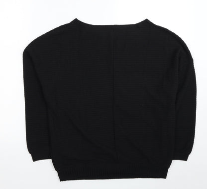 Preworn Womens Black Boat Neck Polyester Pullover Jumper Size S