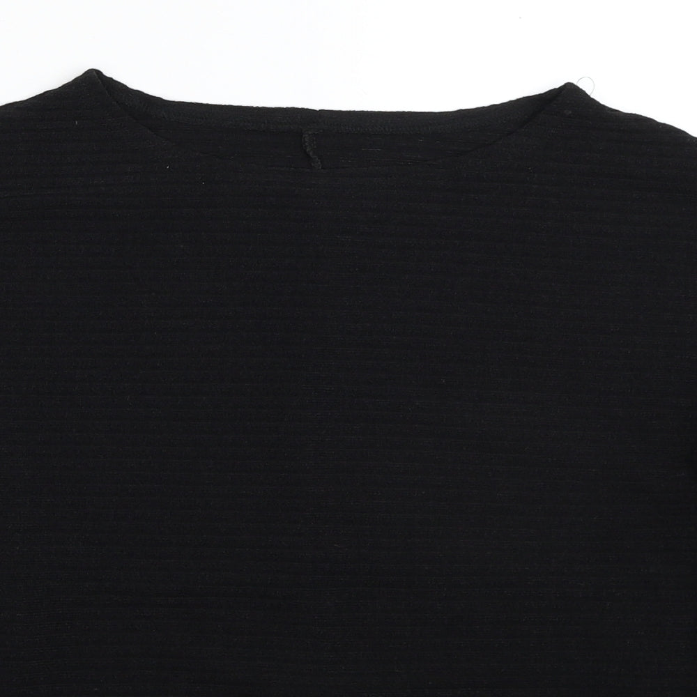 Preworn Womens Black Boat Neck Polyester Pullover Jumper Size S