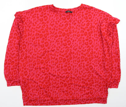 Roman Womens Pink Animal Print Viscose Pullover Sweatshirt Size 18 Pullover - Leopard Print