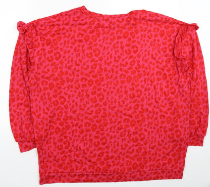 Roman Womens Pink Animal Print Viscose Pullover Sweatshirt Size 18 Pullover - Leopard Print