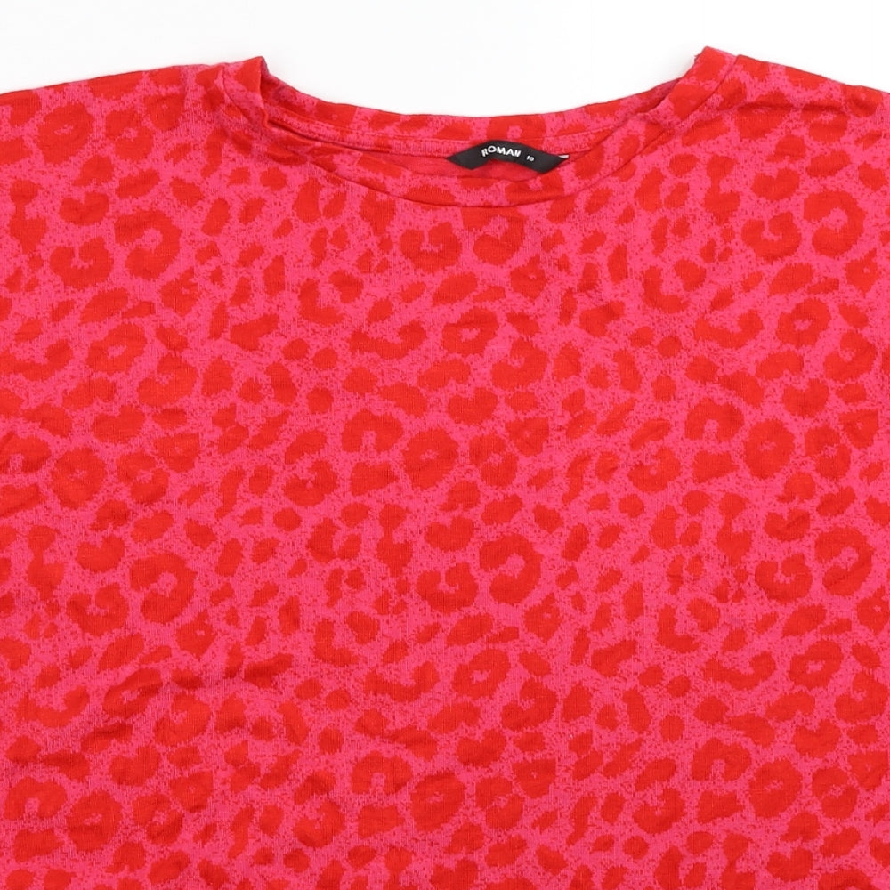 Roman Womens Pink Animal Print Viscose Pullover Sweatshirt Size 18 Pullover - Leopard Print