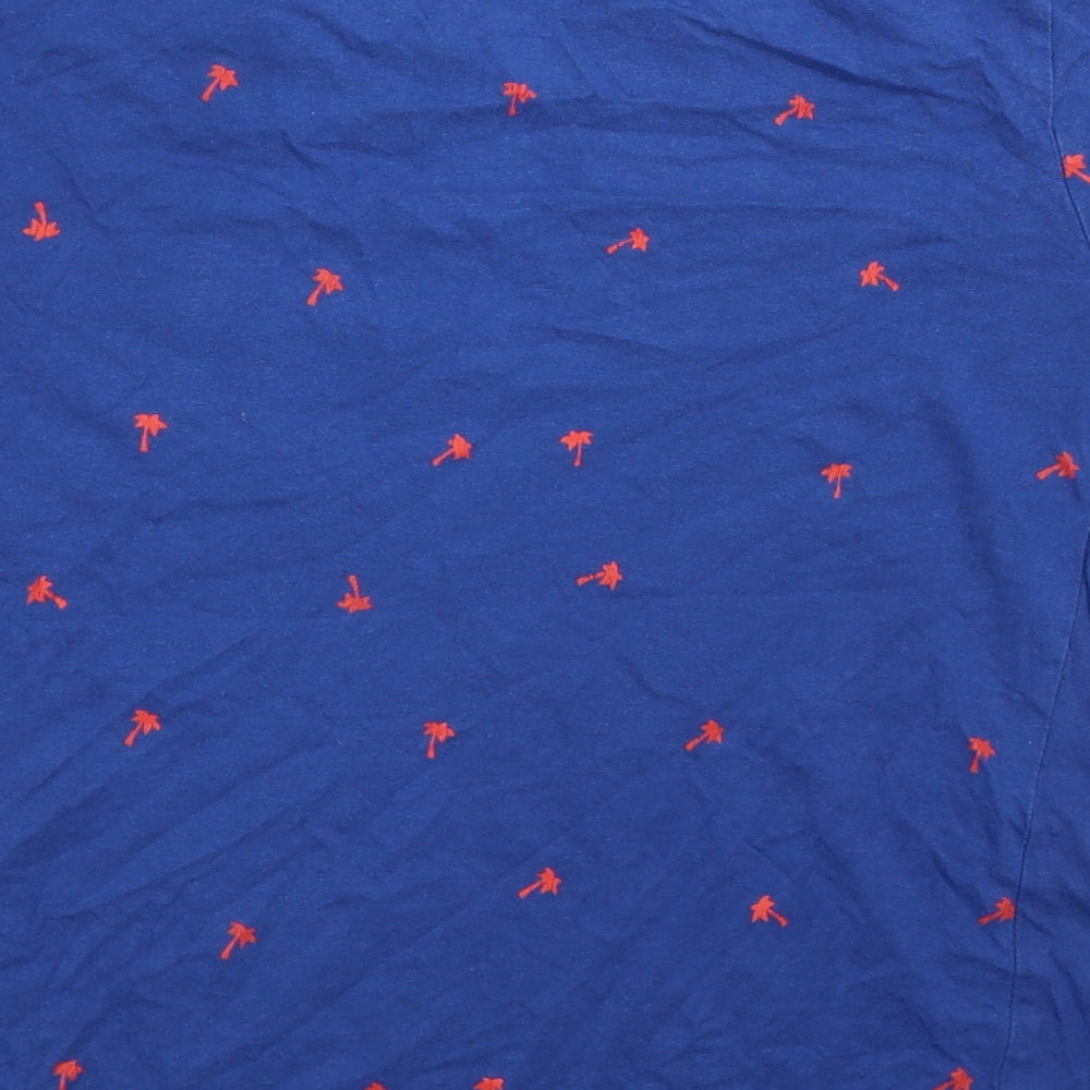 Dudeskin Boys Blue Geometric Cotton Basic T-Shirt Size 9-10 Years Round Neck Pullover - Palm Tree Print