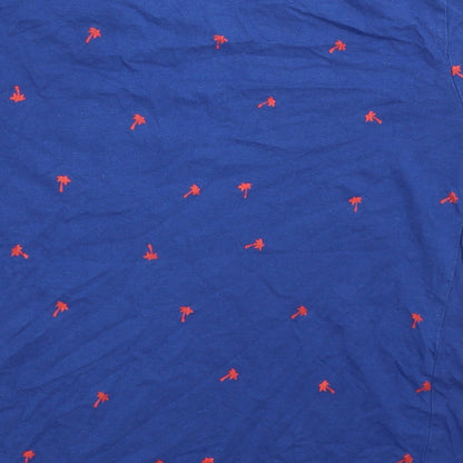 Dudeskin Boys Blue Geometric Cotton Basic T-Shirt Size 9-10 Years Round Neck Pullover - Palm Tree Print