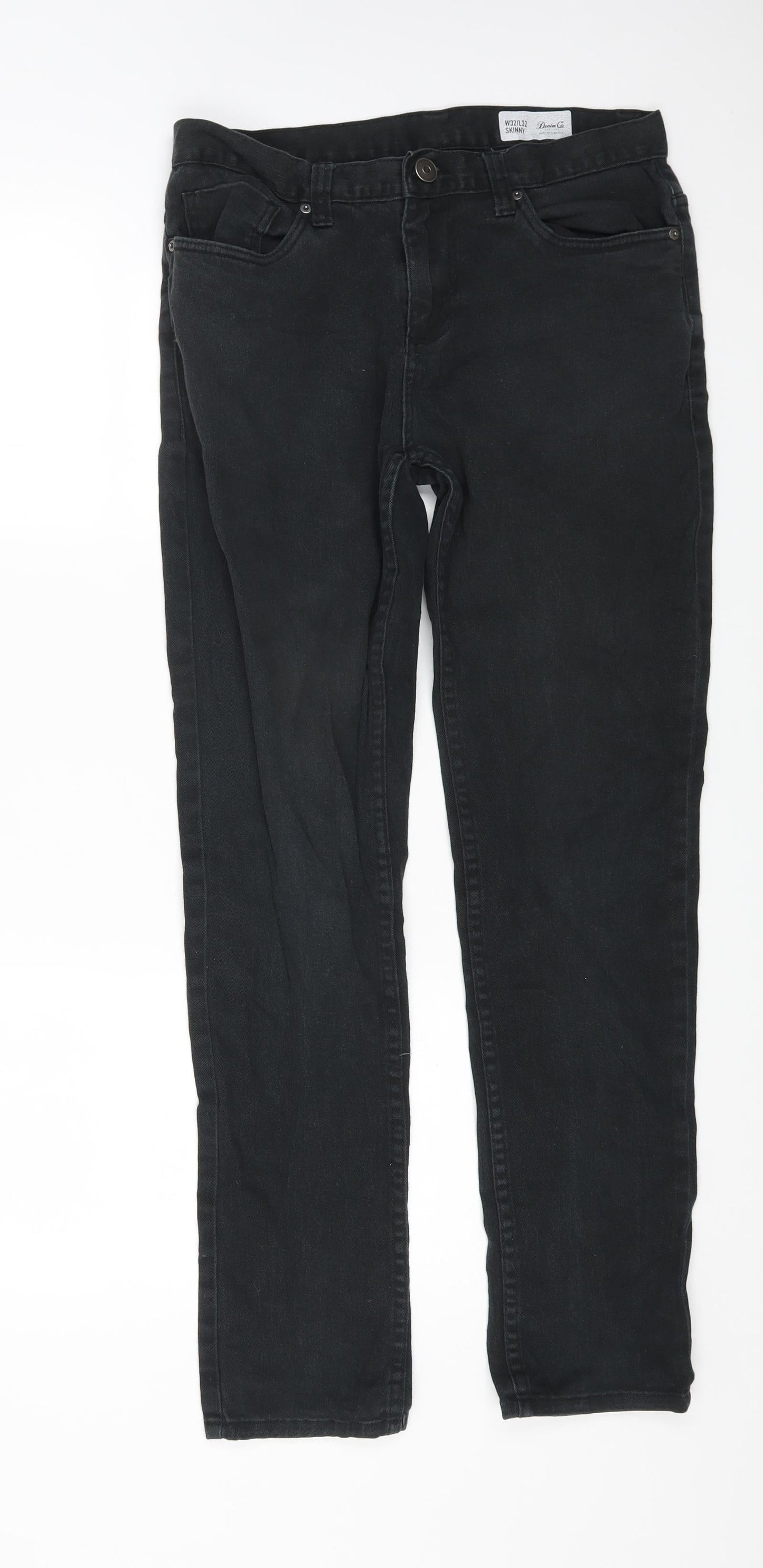 Denim & Co. Womens Black Cotton Straight Jeans Size 32 in L32 in Regular Zip