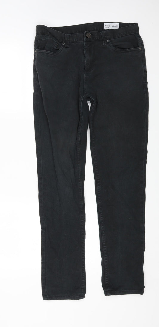 Denim & Co. Womens Black Cotton Straight Jeans Size 32 in L32 in Regular Zip