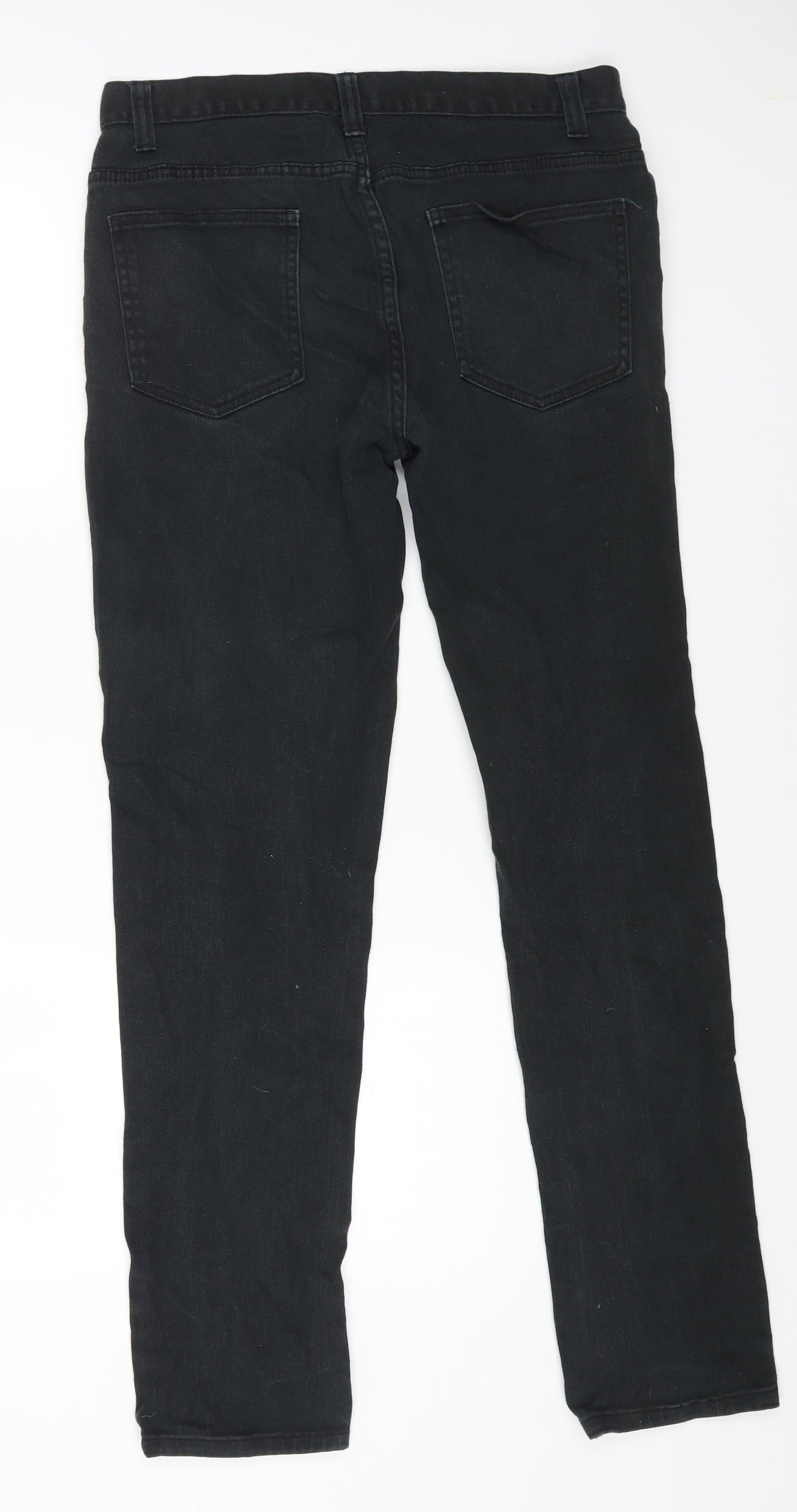 Denim & Co. Womens Black Cotton Straight Jeans Size 32 in L32 in Regular Zip