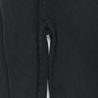 Denim & Co. Womens Black Cotton Straight Jeans Size 32 in L32 in Regular Zip