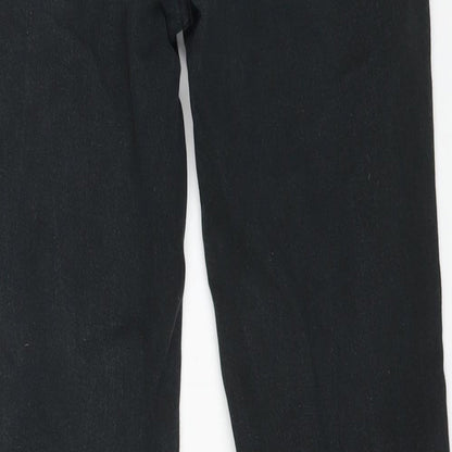 Denim & Co. Womens Black Cotton Straight Jeans Size 32 in L32 in Regular Zip