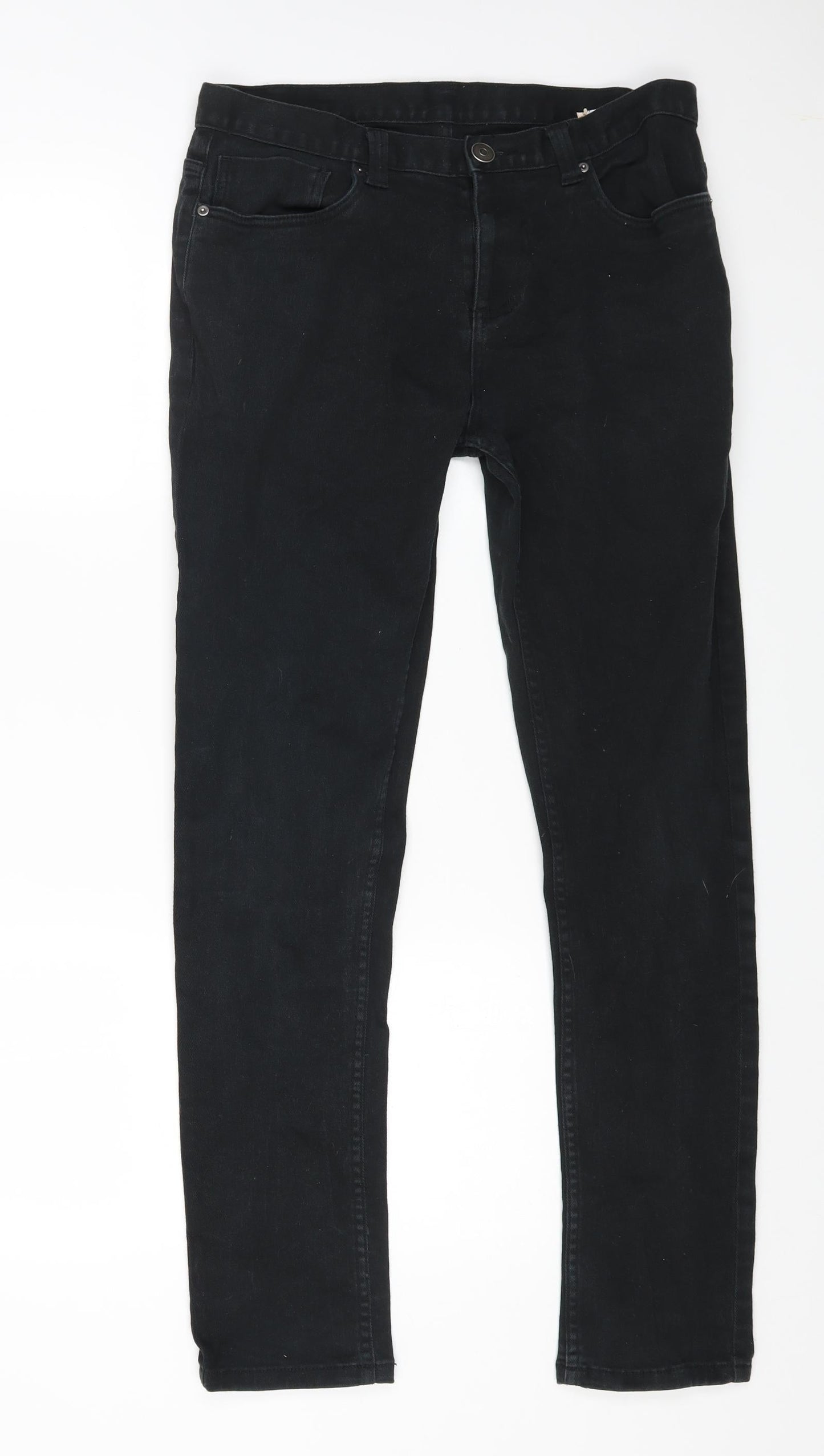 Denim & Co. Womens Black Cotton Straight Jeans Size 32 in L32 in Regular Zip