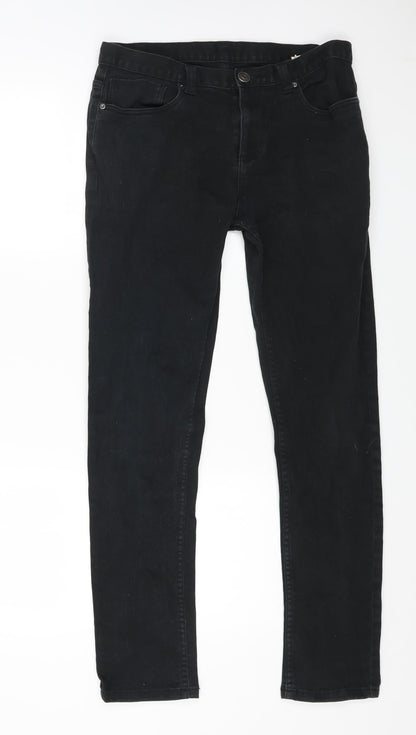 Denim & Co. Womens Black Cotton Straight Jeans Size 32 in L32 in Regular Zip