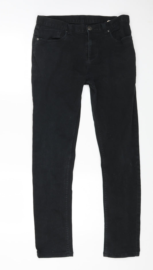 Denim & Co. Womens Black Cotton Straight Jeans Size 32 in L32 in Regular Zip