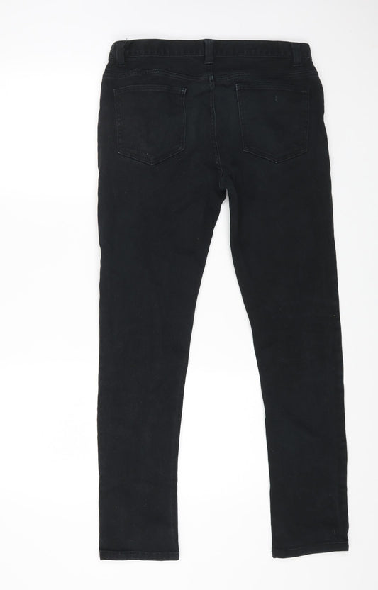 Denim & Co. Womens Black Cotton Straight Jeans Size 32 in L32 in Regular Zip