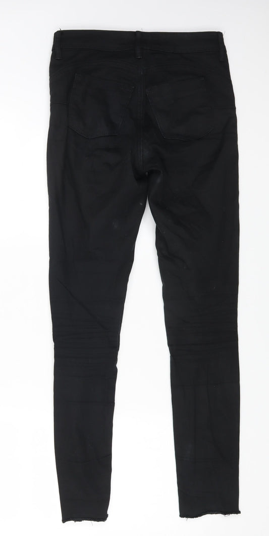 F&F Womens Black Cotton Straight Jeans Size 6 L26 in Regular Button