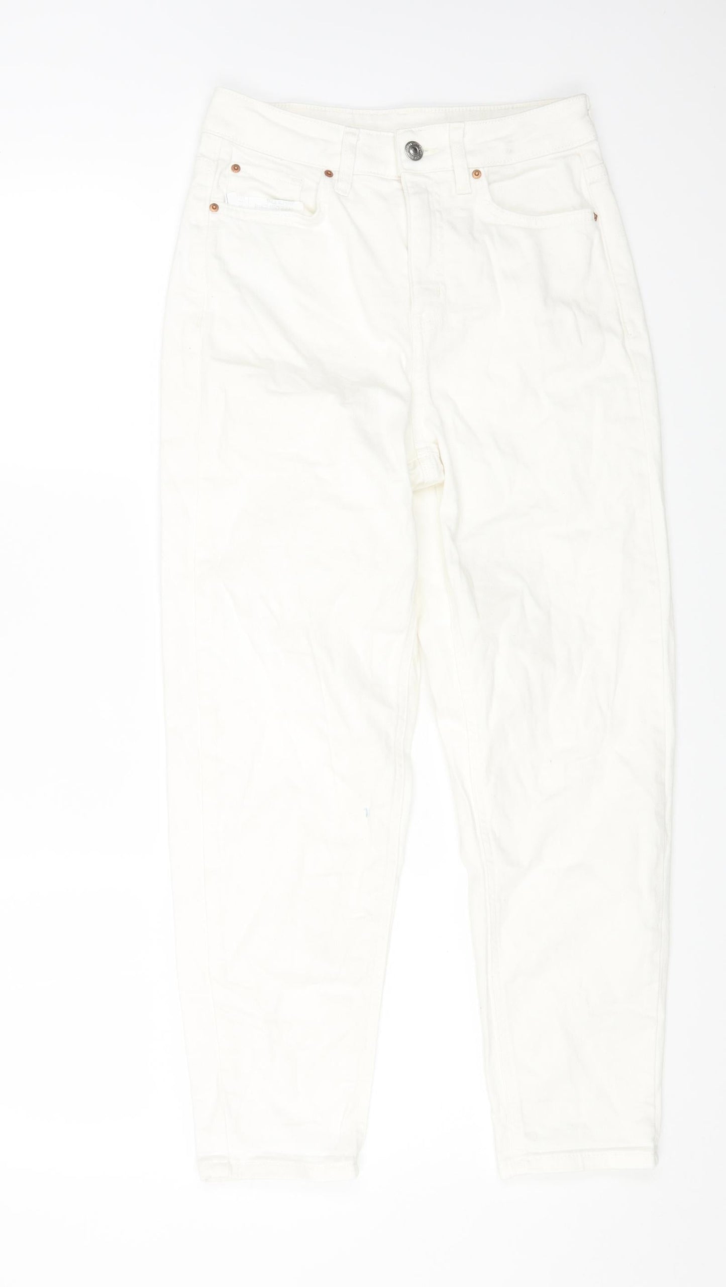 Womens UK Size 8 Marks and Spencer Regular Fit Tapered White Jeans