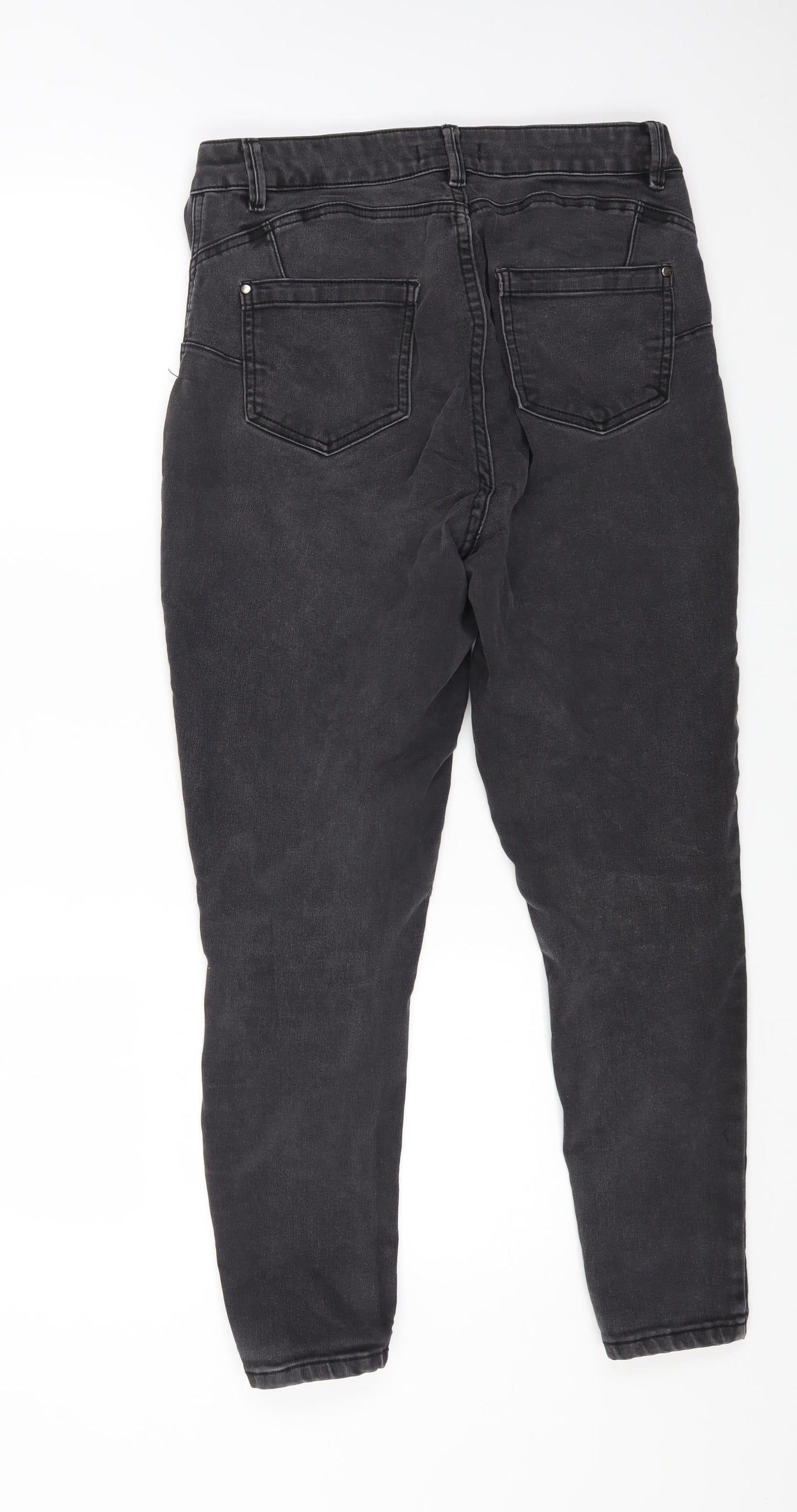 Marks and Spencer Womens Black Cotton Skinny Jeans Size 12 L24 in Regular Button
