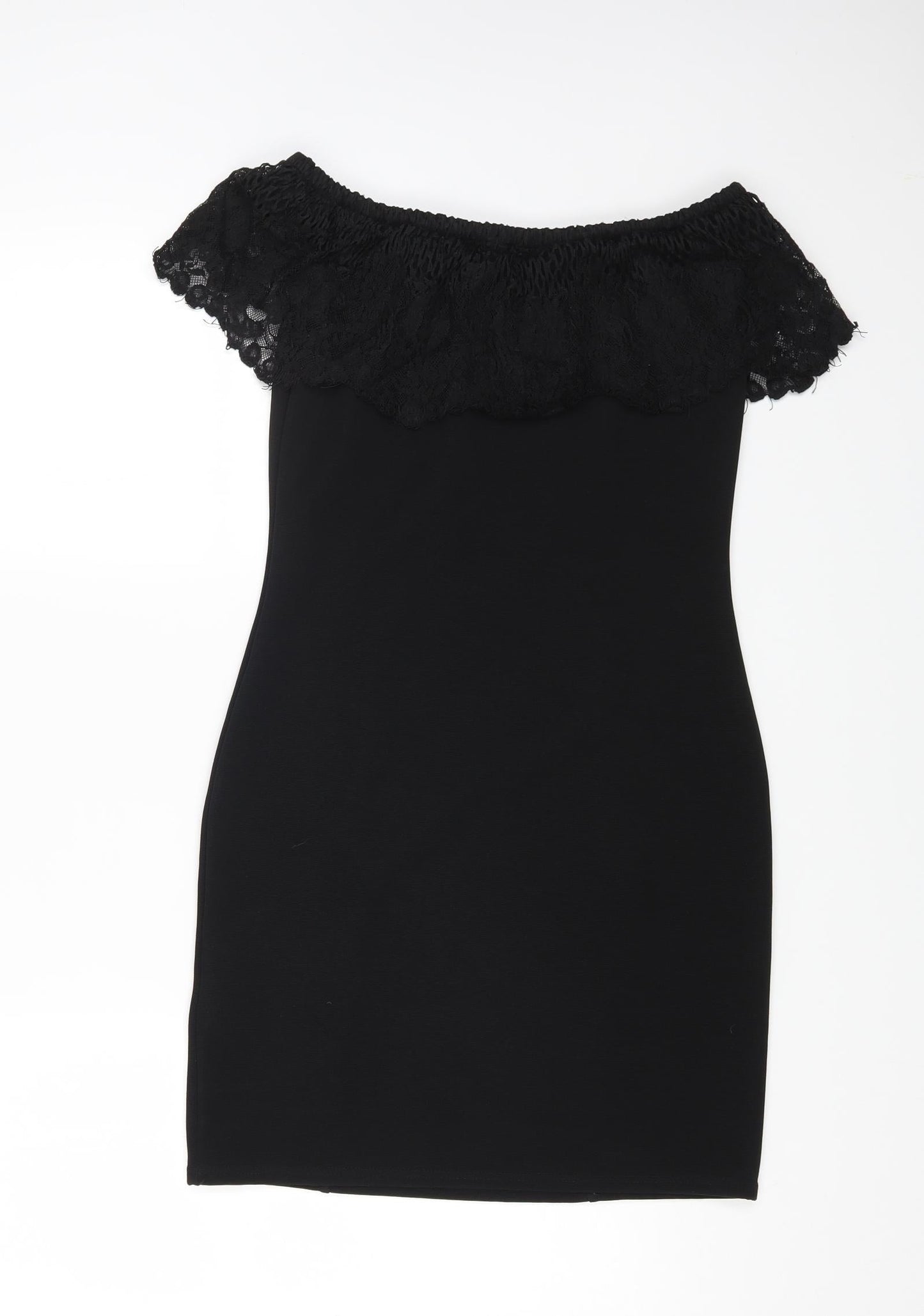 Lipsy Womens Black Polyester Bodycon Size 12 Off the Shoulder Pullover