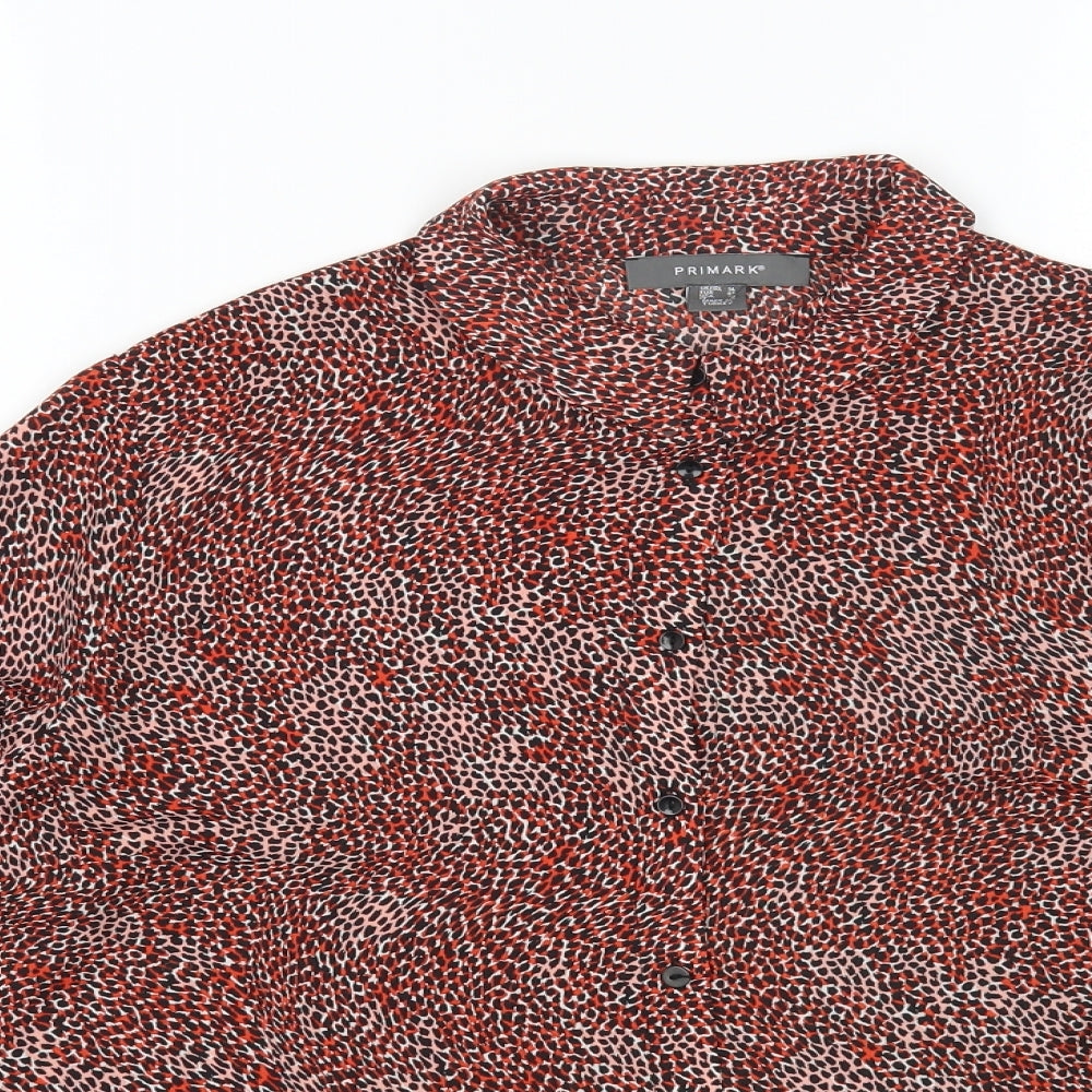 Primark Womens Multicoloured Geometric Polyester Basic Button-Up Size 10 Collared