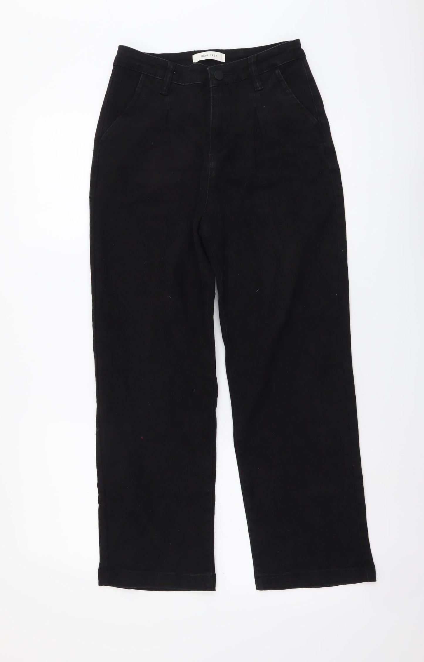 Real Easy Womens Black Cotton Straight Jeans Size M L25 in Regular Button