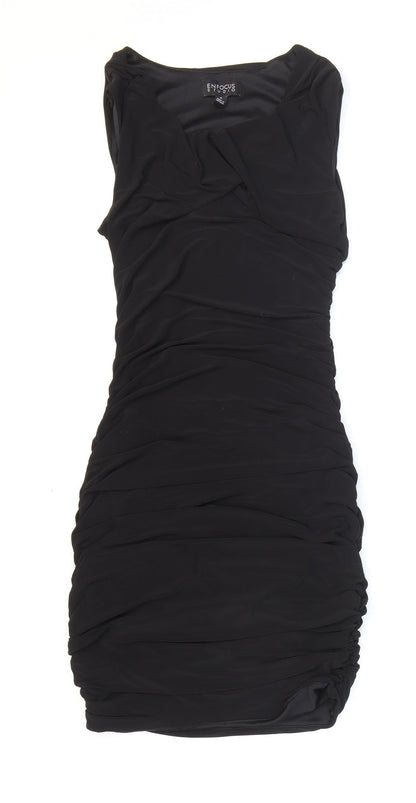 En Focus Studio Womens Black Polyester Bodycon Size 8 Scoop Neck Pullover