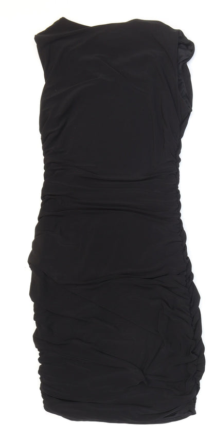 En Focus Studio Womens Black Polyester Bodycon Size 8 Scoop Neck Pullover