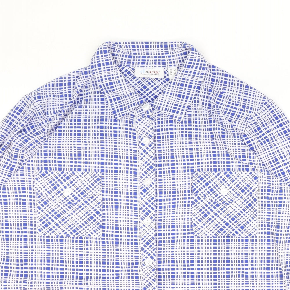 Womens UK Size XL D&Co. Blue Basic Button-Up