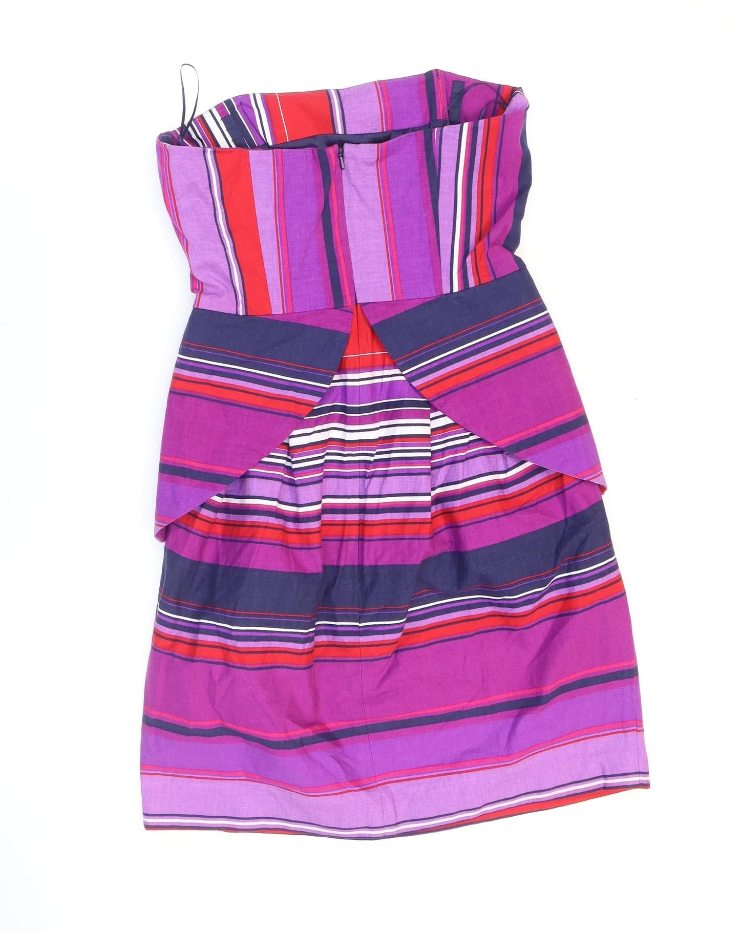 Oasis Womens Multicoloured Striped Cotton Mini Size 8 Sweetheart Zip