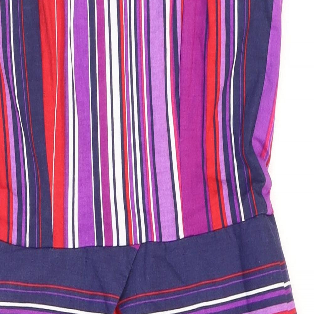 Oasis Womens Multicoloured Striped Cotton Mini Size 8 Sweetheart Zip