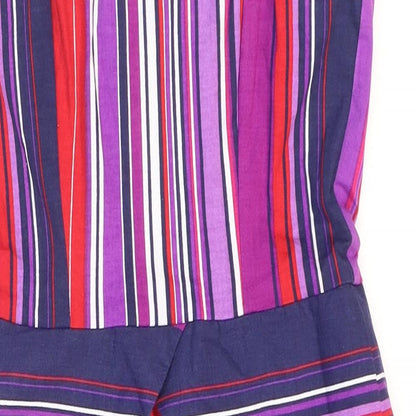 Oasis Womens Multicoloured Striped Cotton Mini Size 8 Sweetheart Zip