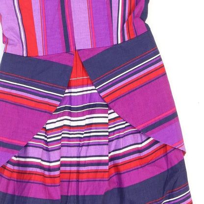 Oasis Womens Multicoloured Striped Cotton Mini Size 8 Sweetheart Zip