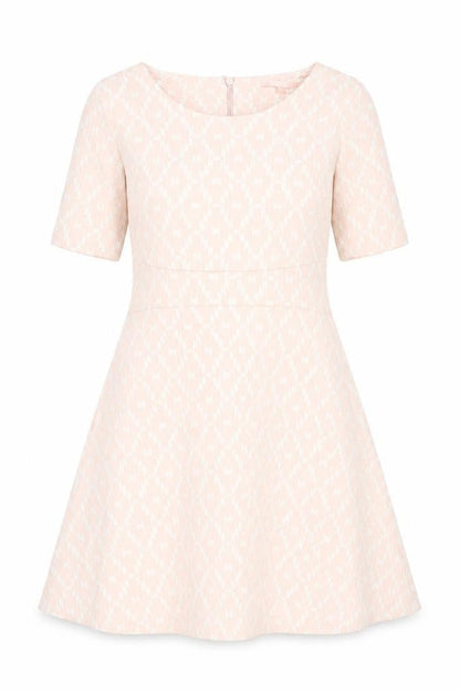 NEXT Womens Pink Geometric Cotton Skater Dress Size 10 Round Neck Zip