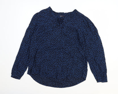 Marks and Spencer Womens Blue Polka Dot Viscose Basic Blouse Size 10 Collared