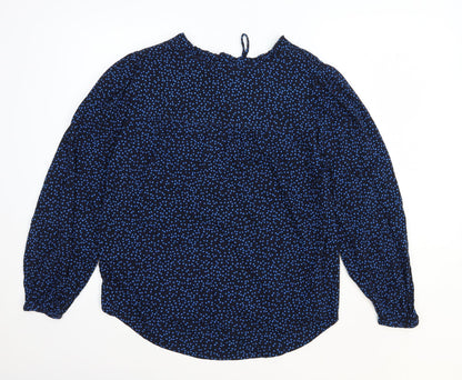 Marks and Spencer Womens Blue Polka Dot Viscose Basic Blouse Size 10 Collared