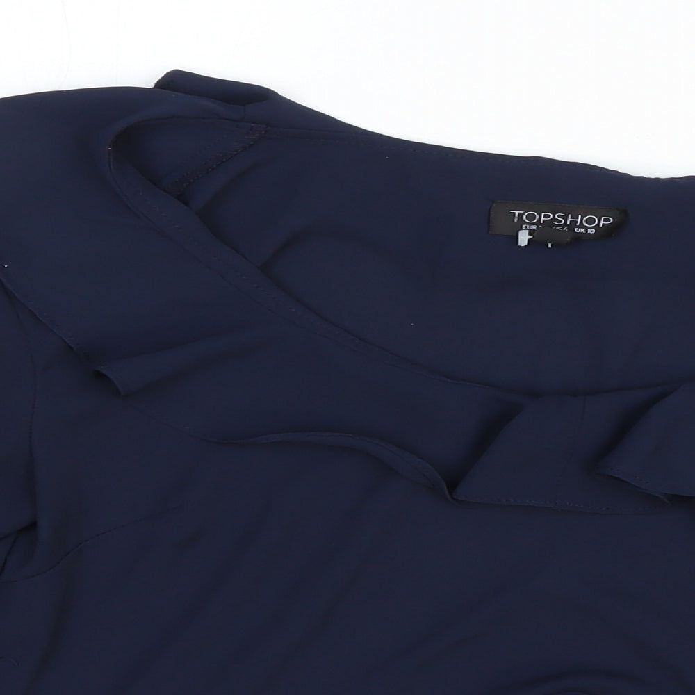 Womens UK Size 10 Topshop Blue Basic Blouse