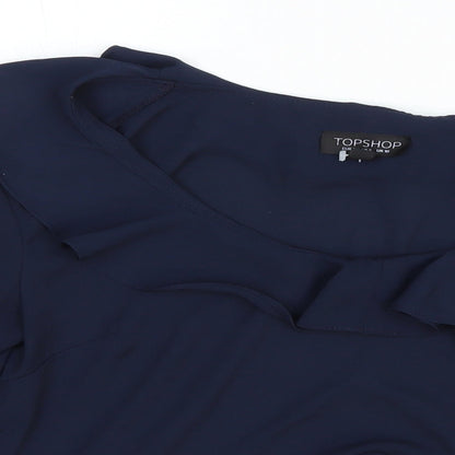 Womens UK Size 10 Topshop Blue Basic Blouse