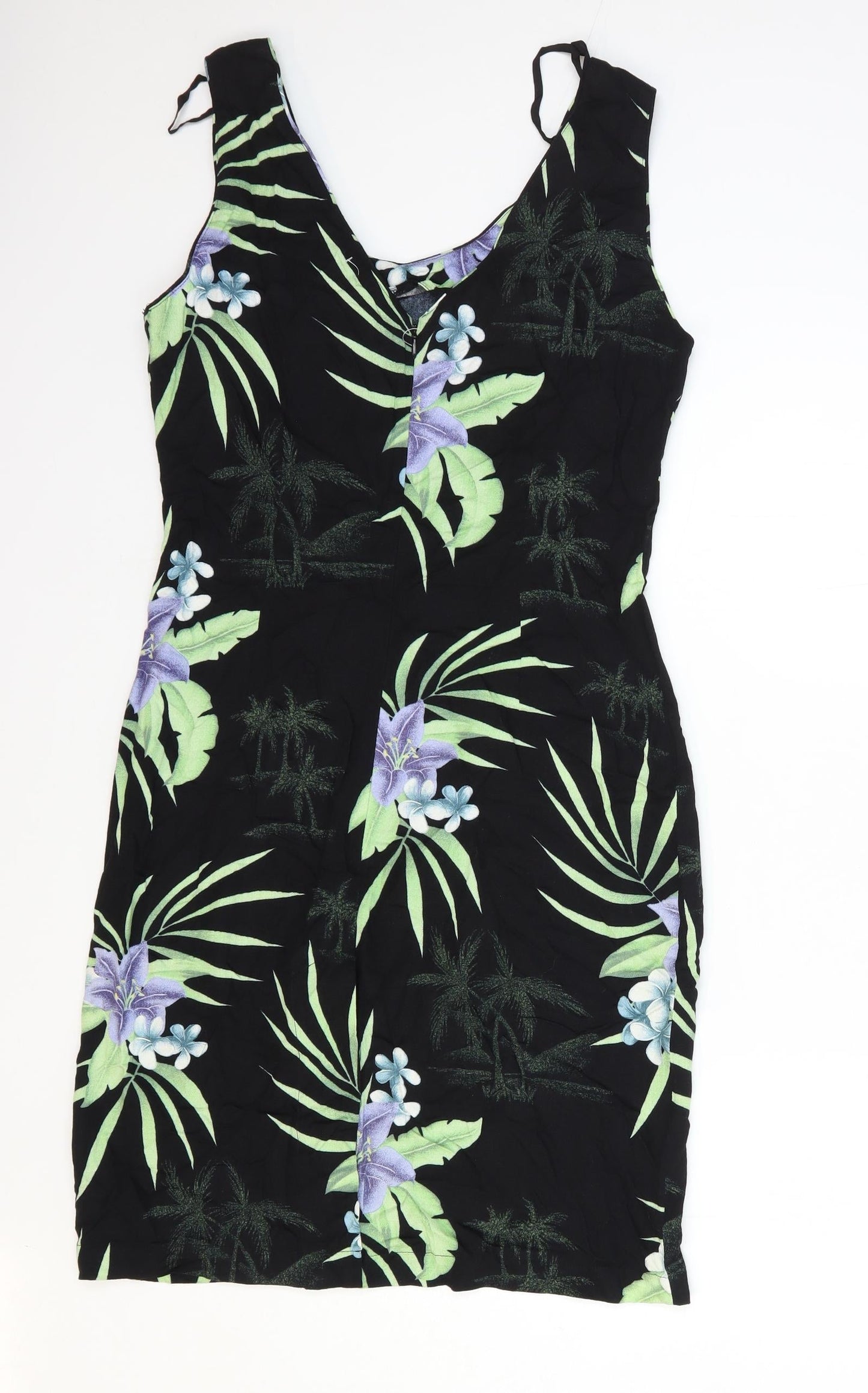 Bungalow Brand Womens Multicoloured Floral Polyester Pencil Dress Size 8 V-Neck Zip - Palm Tree Print