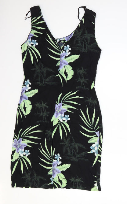 Bungalow Brand Womens Multicoloured Floral Polyester Pencil Dress Size 8 V-Neck Zip - Palm Tree Print
