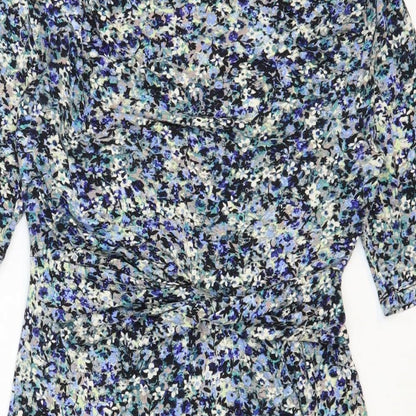 Monsoon Womens Multicoloured Floral Cotton Bodycon Size 12 Cowl Neck Pullover