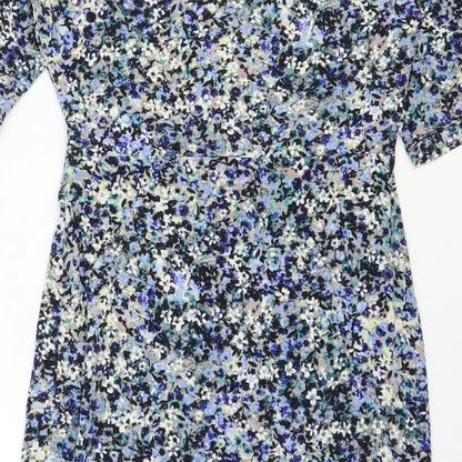 Monsoon Womens Multicoloured Floral Cotton Bodycon Size 12 Cowl Neck Pullover