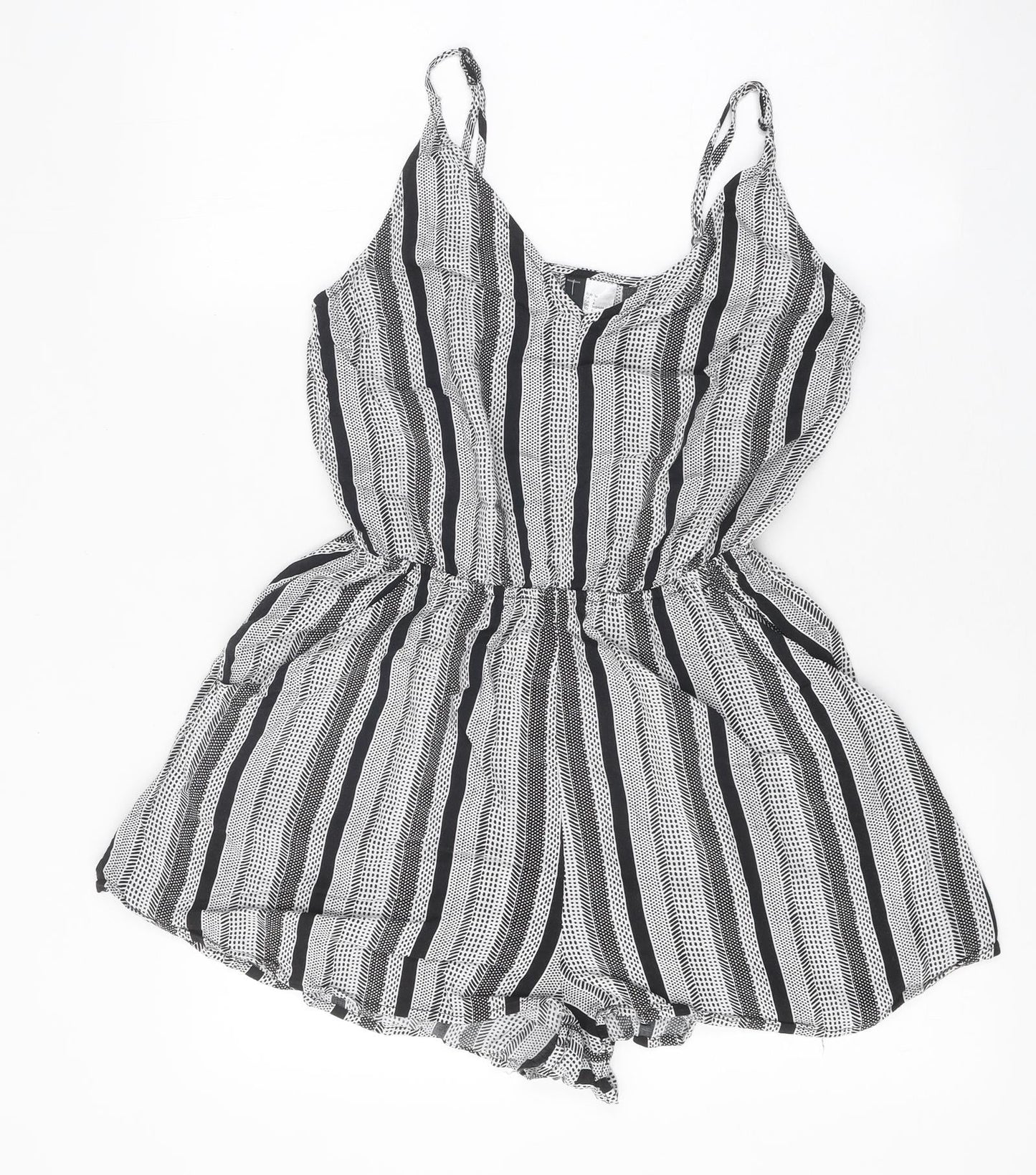 H&M Womens Black Geometric Viscose Romper One-Piece Size 6 L10 in Pullover