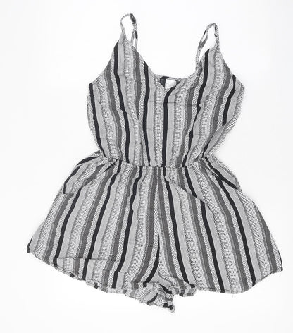 H&M Womens Black Geometric Viscose Romper One-Piece Size 6 L10 in Pullover
