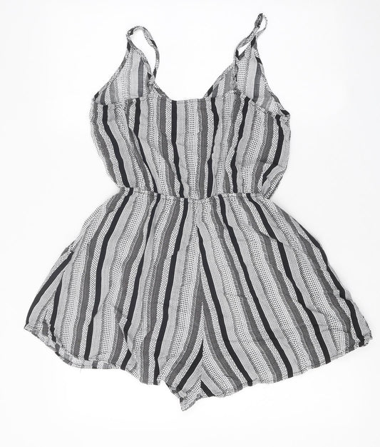 H&M Womens Black Geometric Viscose Romper One-Piece Size 6 L10 in Pullover