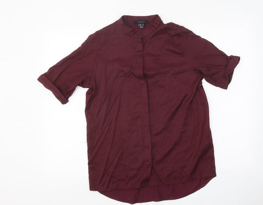 Primark Womens Red Viscose Basic Button-Up Size 10 Collared