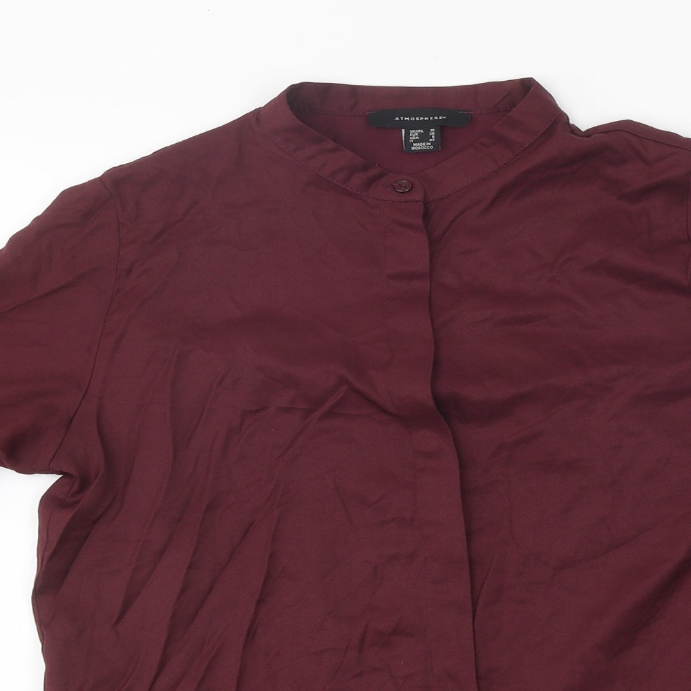 Primark Womens Red Viscose Basic Button-Up Size 10 Collared