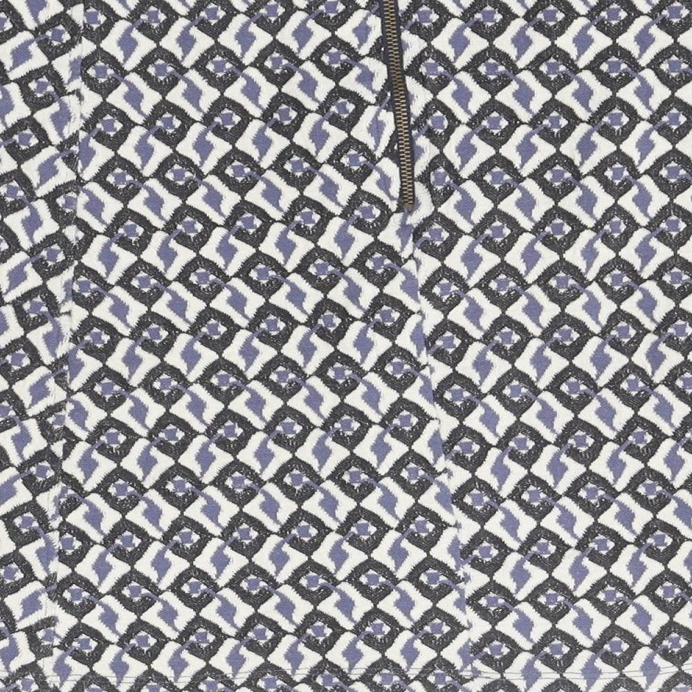 INDISKA Womens White Geometric Cotton A-Line Skirt Size L Zip